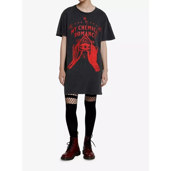 My Chemical Romance Women's Spirit Board Tee T-Shirt Dress in Black Vintage Wash - Picture 2 of 3